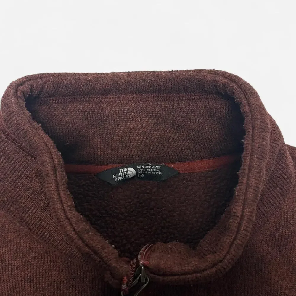 The North Face brown quarter zip fleece pullover men’s large cozy warm top